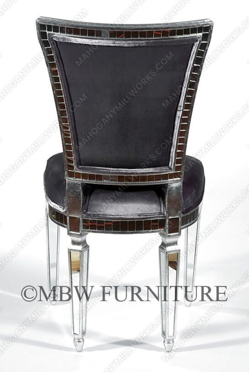 9 Pc 8Ft Mirrored Silver Rococo Dining Table w/ 2 Leaves & 8 Mirrored Chairs