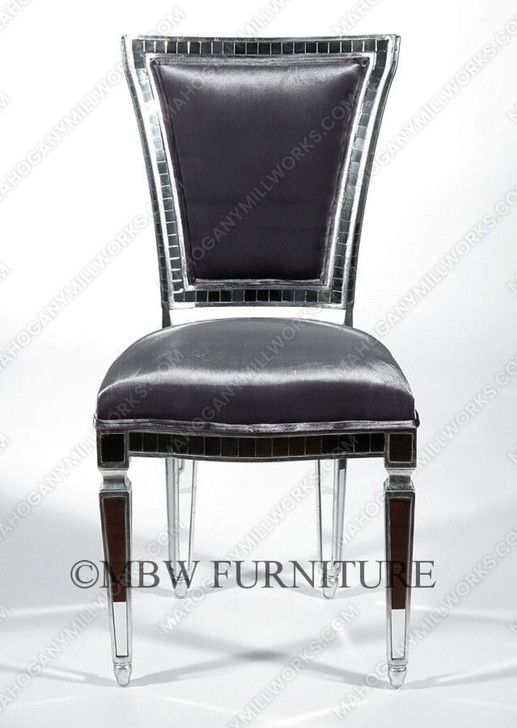 9 Pc 8Ft Mirrored Silver Rococo Dining Table w/ 2 Leaves & 8 Mirrored Chairs