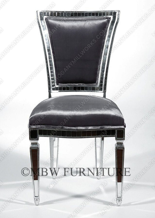 9pc Venetian-Style Mirrored Dining Suite with Grey Velvet Chairs