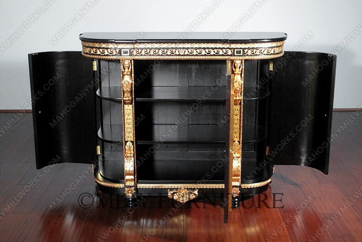 Ornate Napoleon III Style Ebonized and Ormolu Cabinet