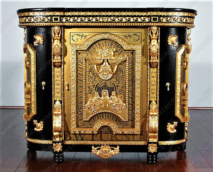 Ornate Napoleon III Style Ebonized and Ormolu Cabinet