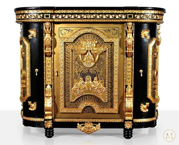 Ornate Napoleon III Style Ebonized and Ormolu Cabinet