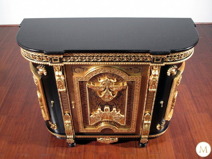 Ornate Napoleon III Style Ebonized and Ormolu Cabinet