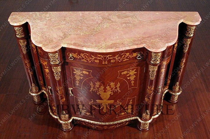 French Sideboard w/ Marquetry Inlay & Marble Top