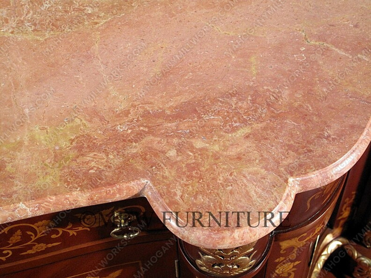 French Sideboard w/ Marquetry Inlay & Marble Top