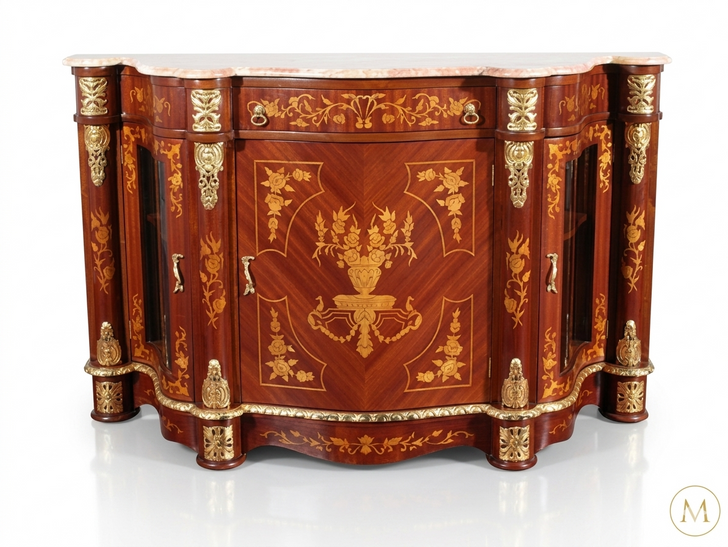 Marquetry Inlay Sideboard Cabinet