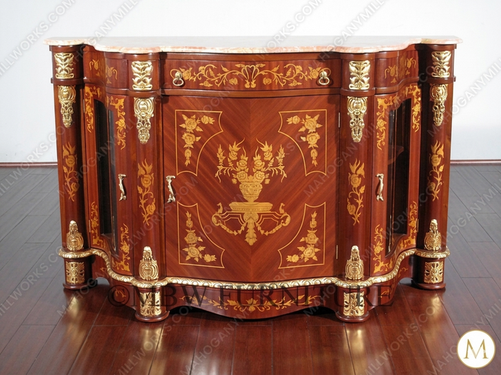 Marquetry Inlay Sideboard Cabinet