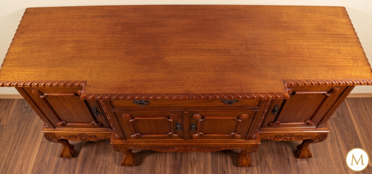 6ft Light Mahogany Chippendale Claw & Ball Sideboard
