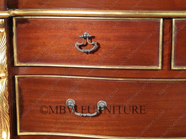 6ft French Provincial Demilune Mahogany & Marble Buffet