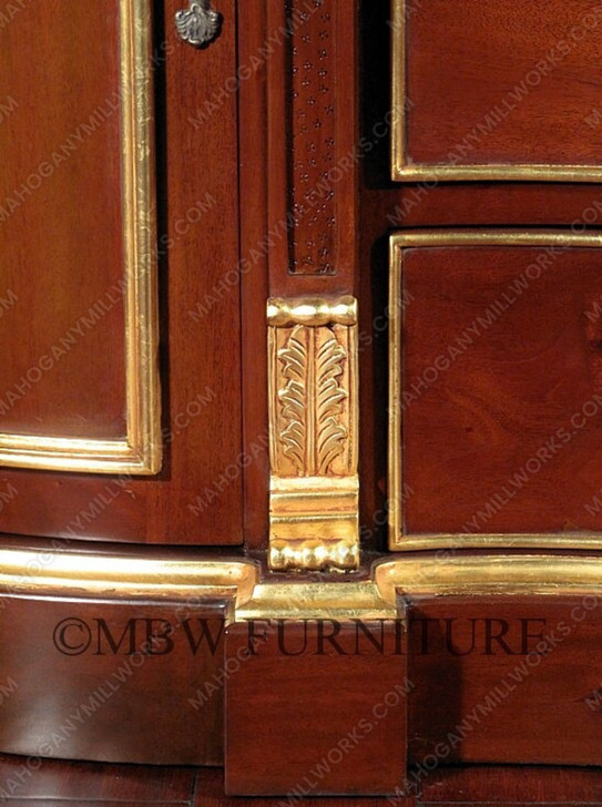 6ft French Provincial Demilune Mahogany & Marble Buffet