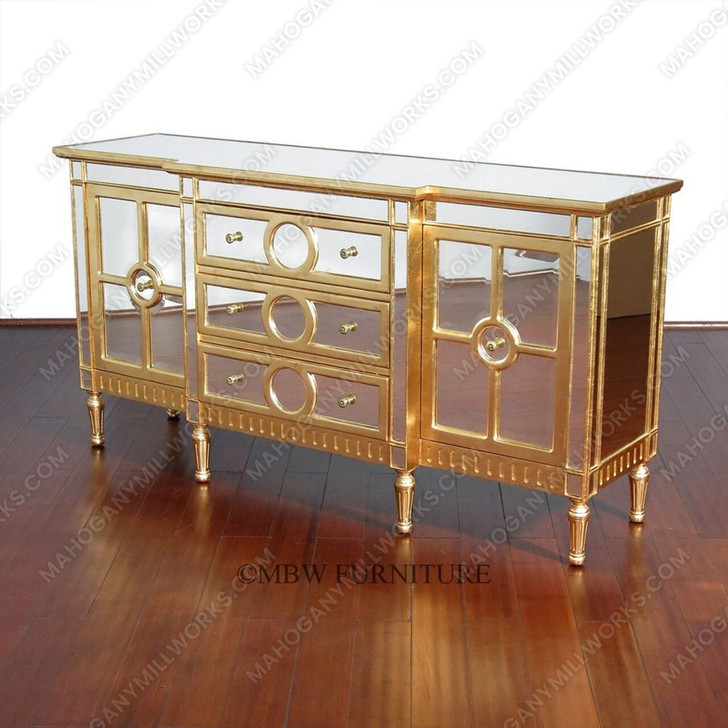 6ft Silver/Gold Mirrored Sideboard