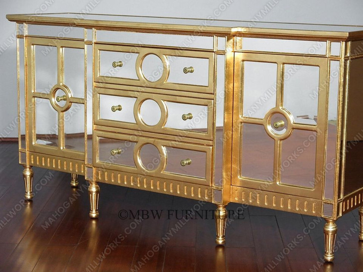 6ft Silver/Gold Mirrored Sideboard