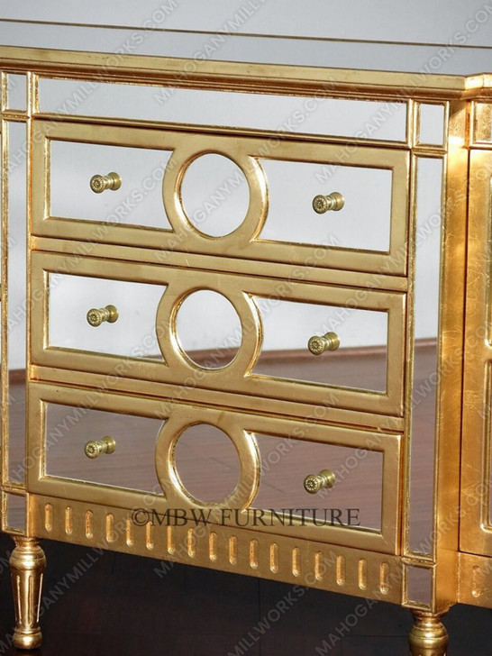 6ft Silver & Gold Mirrored Sideboard Buffet