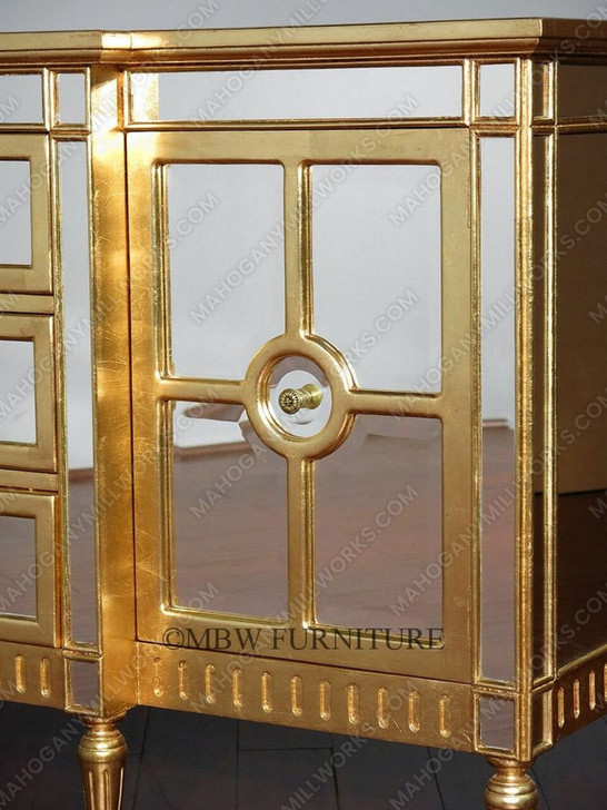 6ft Silver/Gold Mirrored Sideboard