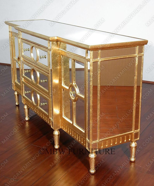 6ft Silver/Gold Mirrored Sideboard