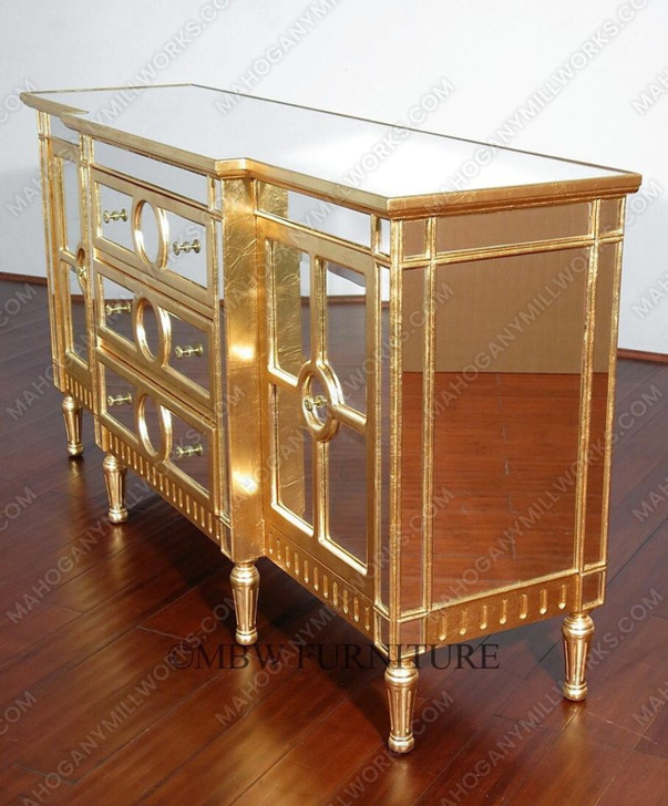 6ft Silver & Gold Mirrored Sideboard Buffet