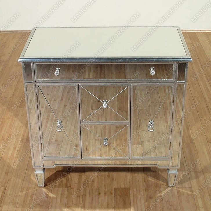 Small Mirrored Bedside Cabinet Table