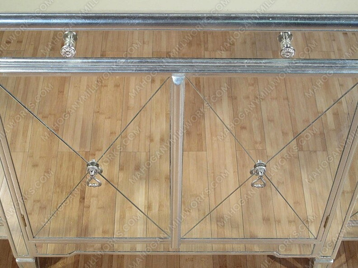 Distressed Silver Mirrored Glass Sideboard