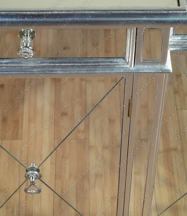 Distressed Silver Mirrored Glass Sideboard