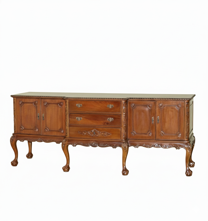 8ft Solid Mahogany Chippendale Sideboard