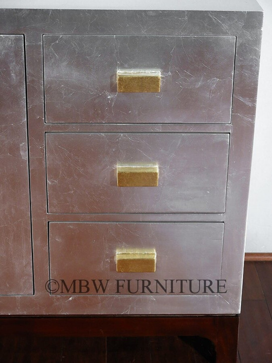 Antiqued Silver Art Deco Buffet Sideboard Server