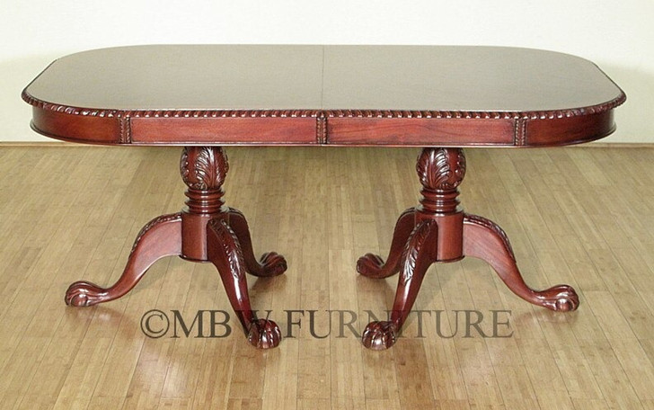 10ft Chippendale Double Pedestal Dining Table
