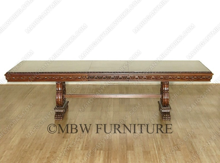 10ft Gothic Inlaid Double Pedestal Dining Table