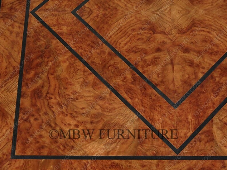 10ft Walnut Gothic Double Pedestal Dining or Conference Table w/ Inlay Top