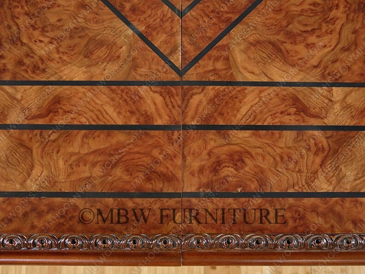 10ft Walnut Gothic Double Pedestal Dining or Conference Table w/ Inlay Top