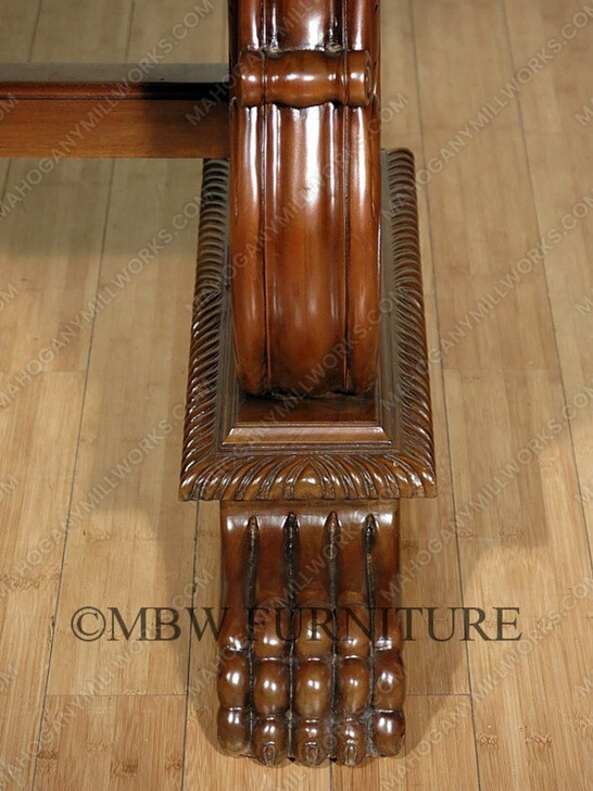 10ft Walnut Gothic Double Pedestal Dining or Conference Table w/ Inlay Top