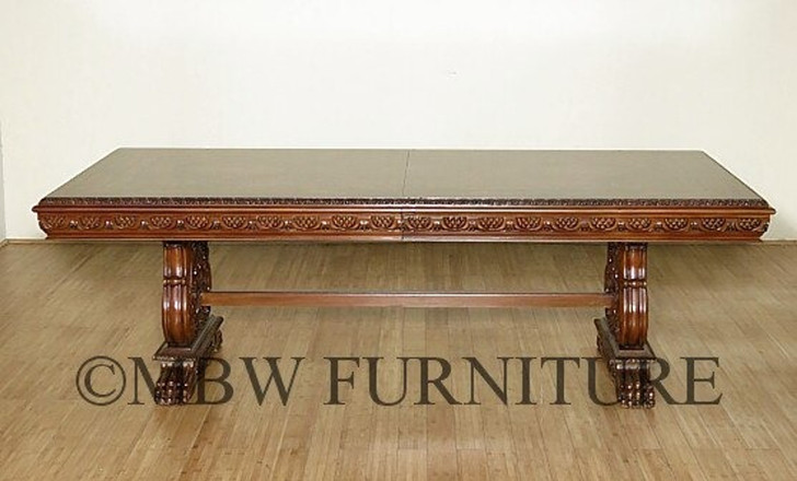 10ft Gothic Inlaid Double Pedestal Dining Table