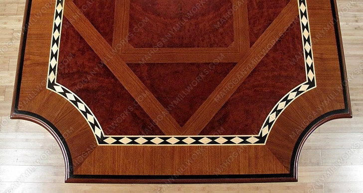 11.5ft Inlaid Dining Table w/ Extension Leaves