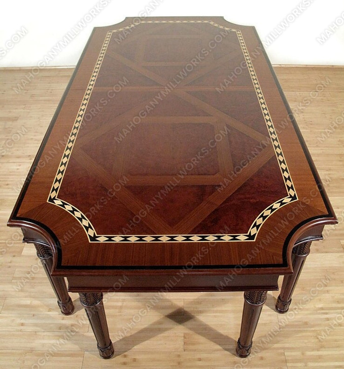11.5ft Inlaid Dining Table w/ Extension Leaves