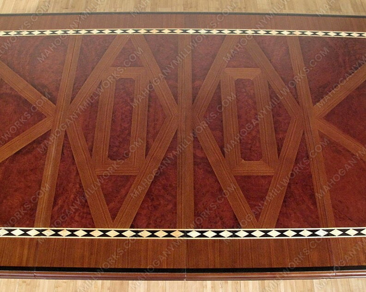 11.5ft Inlaid Dining Table w/ Extension Leaves