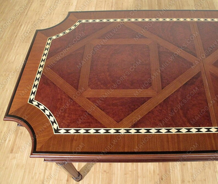 11.5ft Inlaid Dining Table w/ Extension Leaves