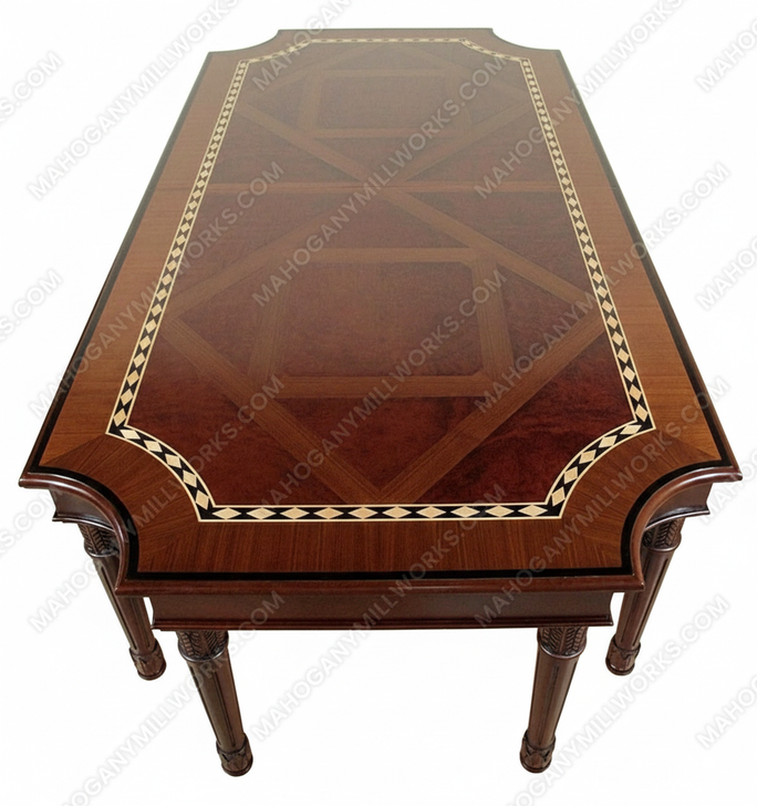 11.5ft Inlaid Dining Table w/ Extension Leaves