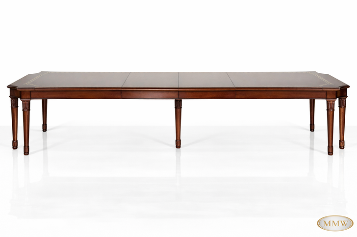 11.5ft Inlaid Dining Table w/ Extension Leaves