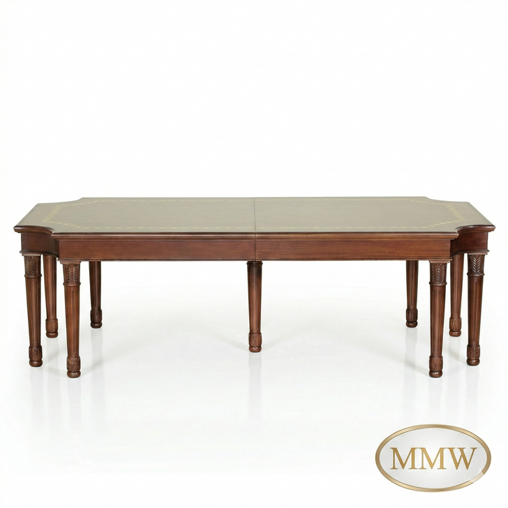 11.5ft Inlaid Dining Table w/ Extension Leaves