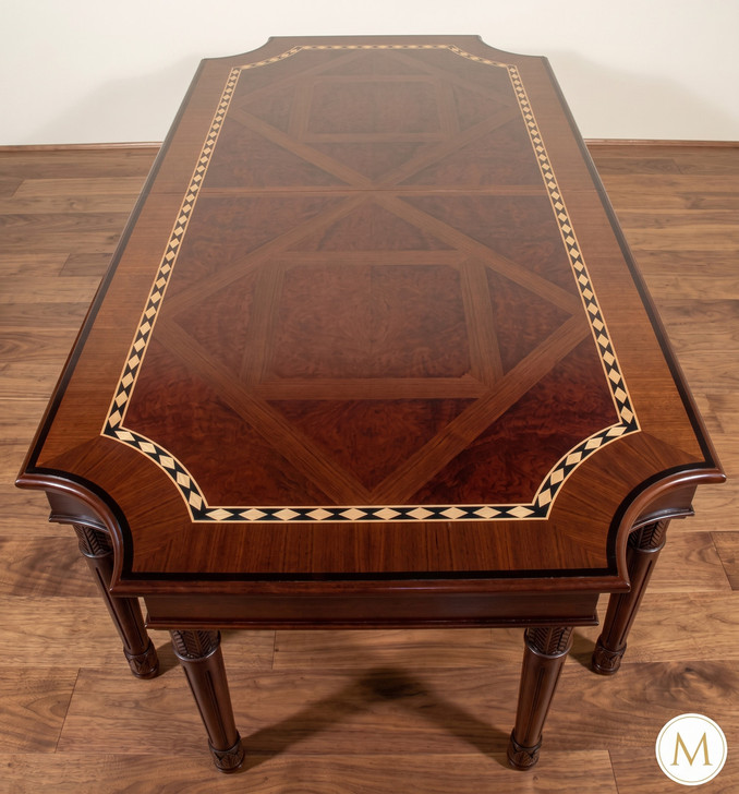11.5ft Inlaid Dining Table w/ Extension Leaves