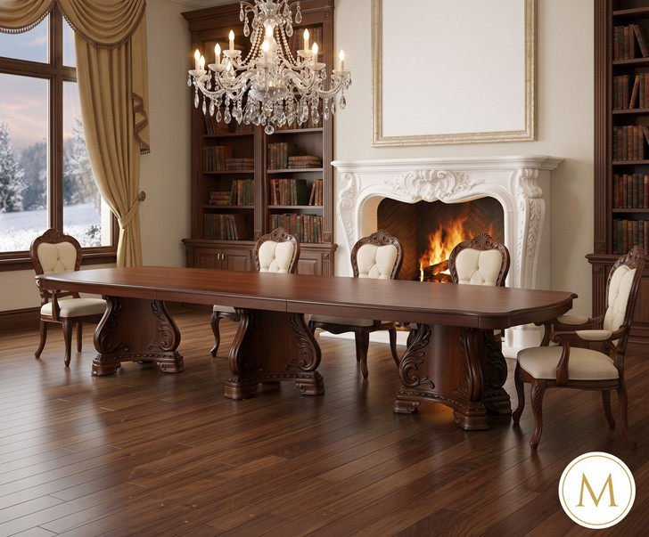 14ft Mahogany Triple Pedestal Executive Conference or Dining Table
