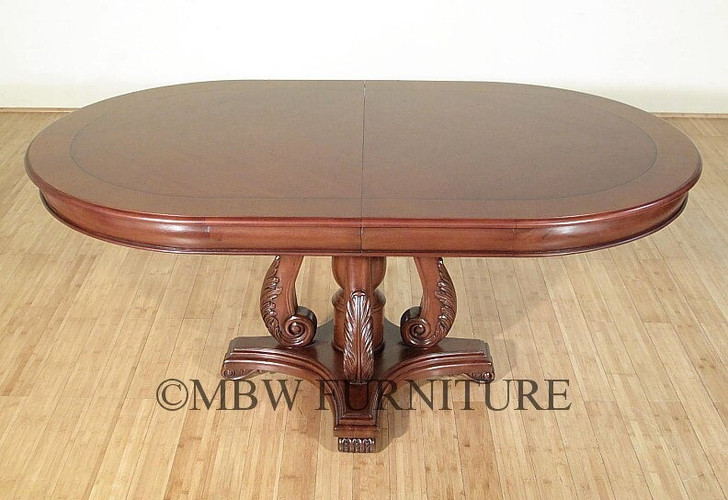 7ft Mahogany Inlay Pedestal Oval Dining or Conference Table
