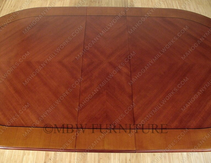 7ft Mahogany Inlay Pedestal Oval Dining or Conference Table