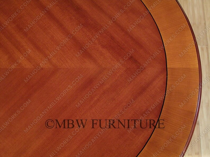 7ft Mahogany Inlay Pedestal Oval Dining or Conference Table