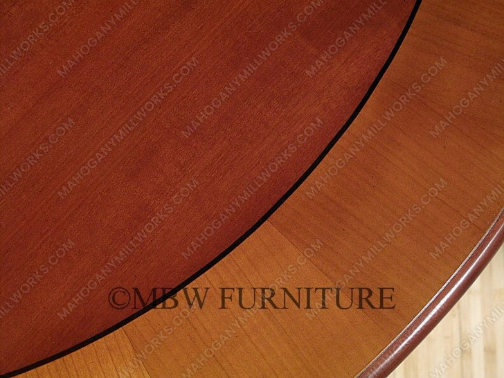 7ft Mahogany Inlay Pedestal Oval Dining or Conference Table