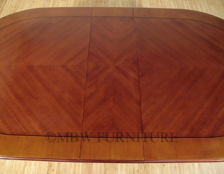 7ft Mahogany Inlay Pedestal Oval Dining or Conference Table