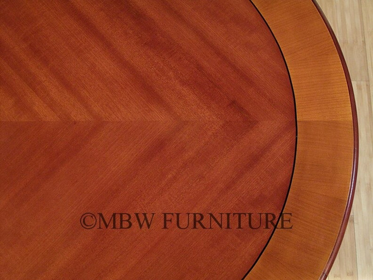 7ft Mahogany Inlay Pedestal Oval Dining or Conference Table