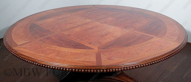 85" Round Inlaid Pedestal Dining or Conference Table