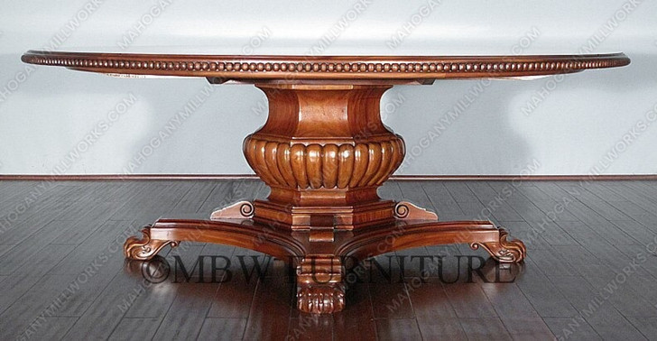 85" Round Inlaid Pedestal Dining or Conference Table
