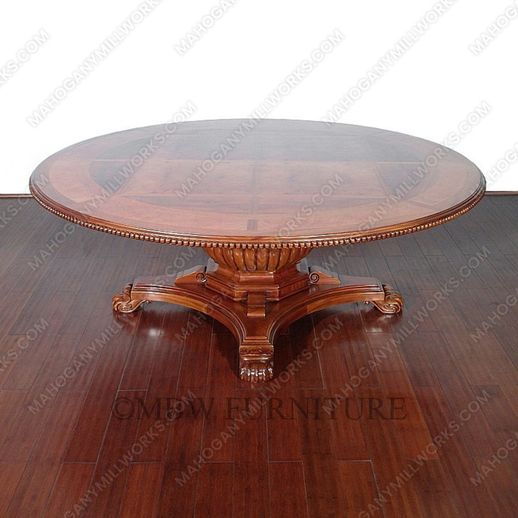 Large Round Light Mahogany Pedestal Dining or Conference Table