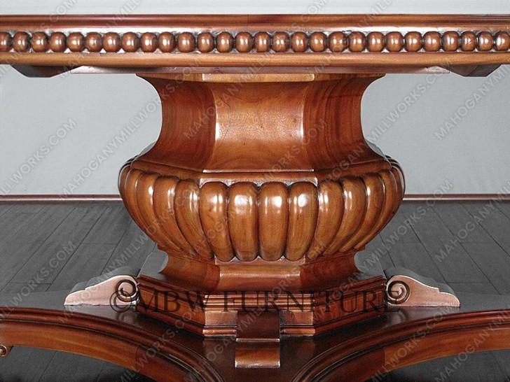 85" Round Inlaid Pedestal Dining or Conference Table